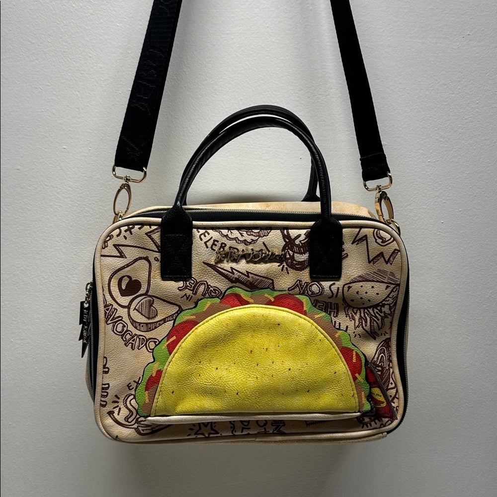 Betsey Johnson Lets Taco Bout It Lunch Satchel Crossbody Purse Cooler Lunch Bag - Picture 3 of 11
